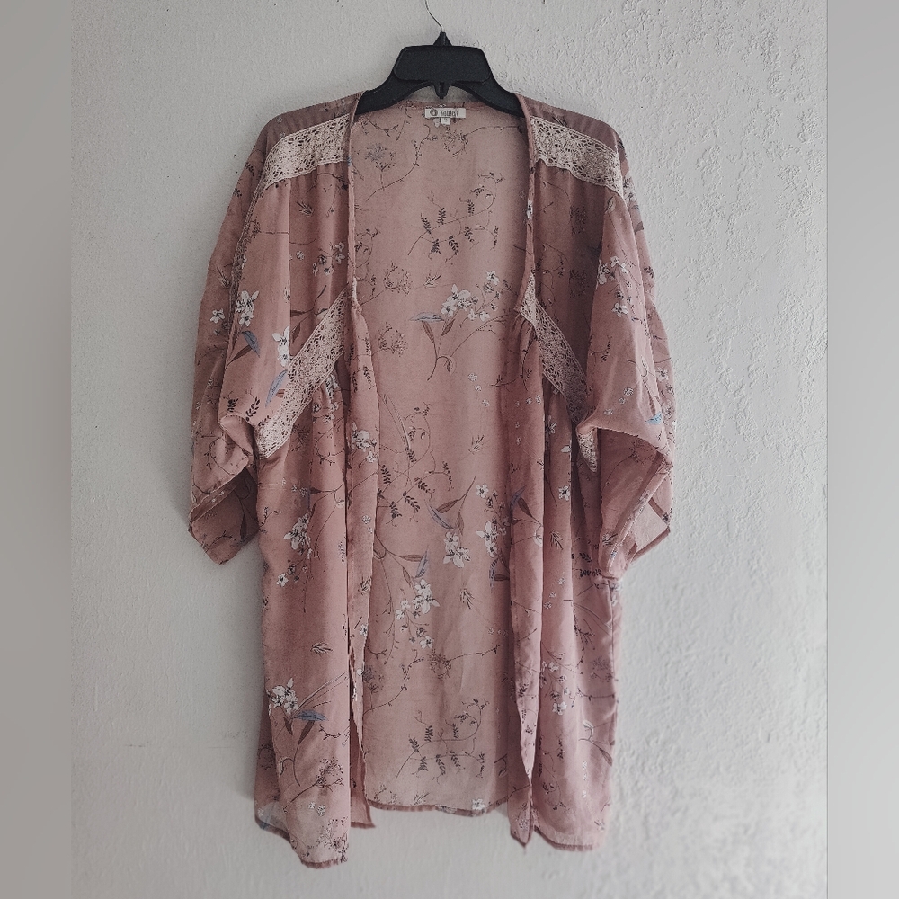 Noble U Pink Floral Kimono Robe